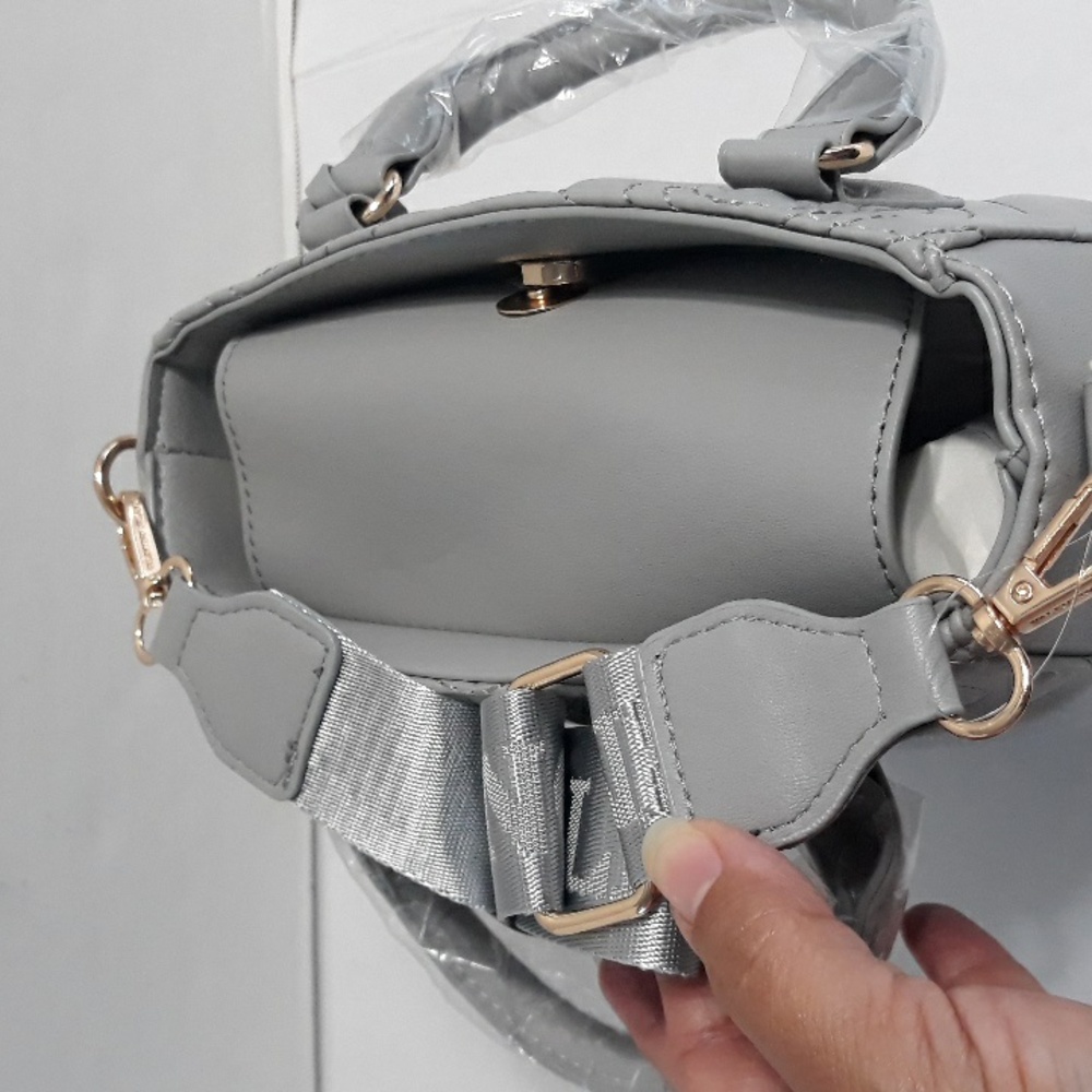 Valentino Orlandi Vegan Leather Light Gray Satchel Bag *NWT* - Picture 6 of 7